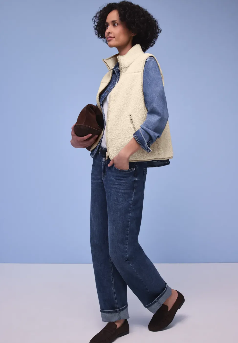 Weste aus Teddy-Material mit Zipper