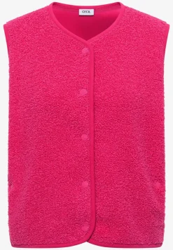 Weste aus Teddy-Material mit Rundhals