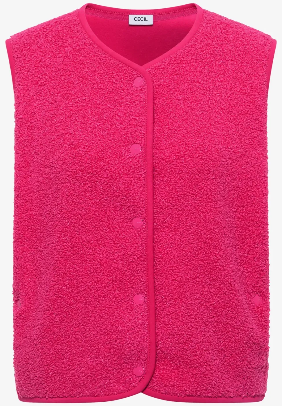 Weste aus Teddy-Material mit Rundhals