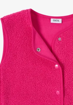 Weste aus Teddy-Material mit Rundhals
