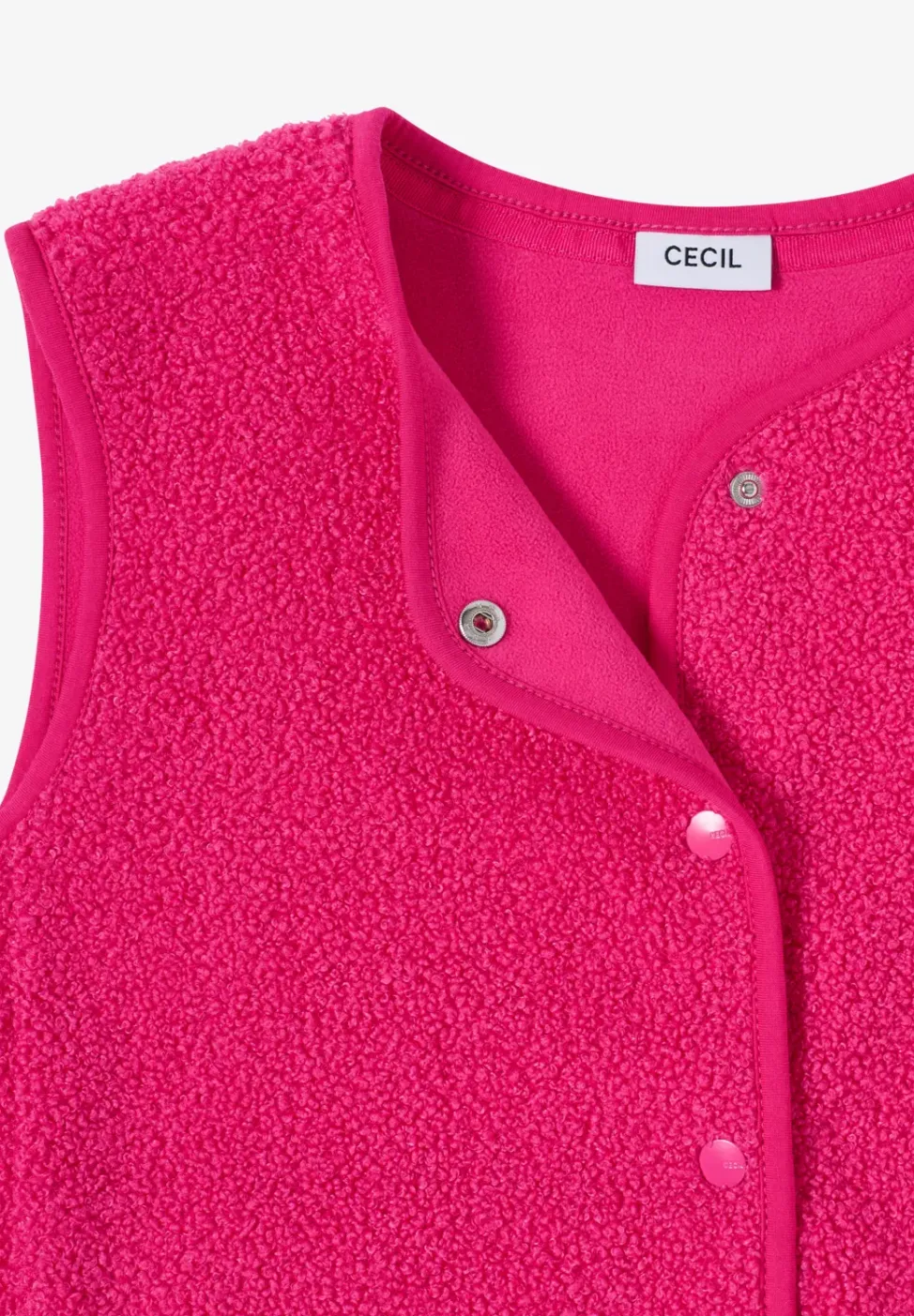 Weste aus Teddy-Material mit Rundhals