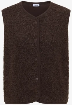 Weste aus Teddy-Material mit Rundhals