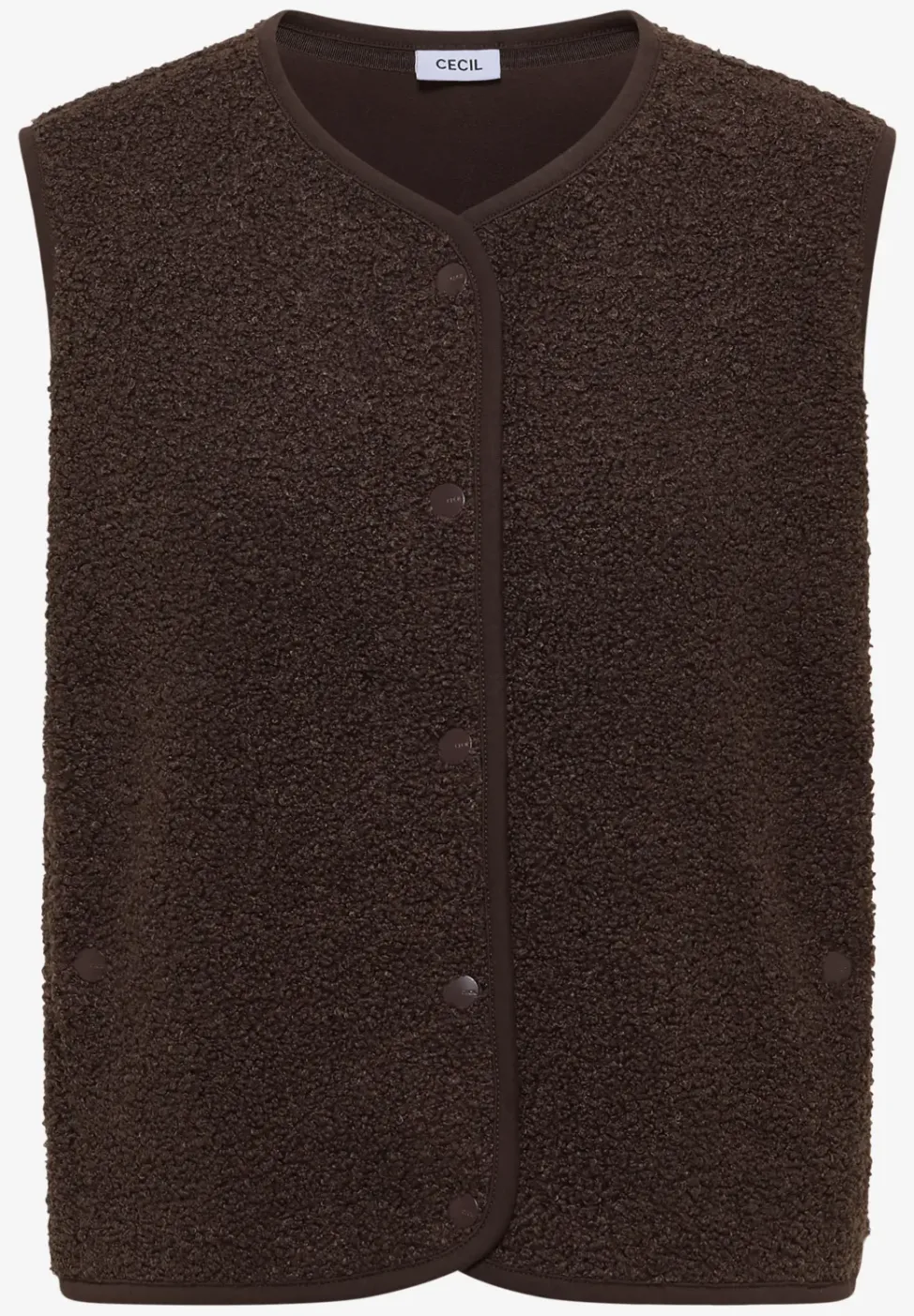 Weste aus Teddy-Material mit Rundhals