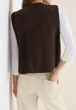 Weste aus Teddy-Material mit Rundhals