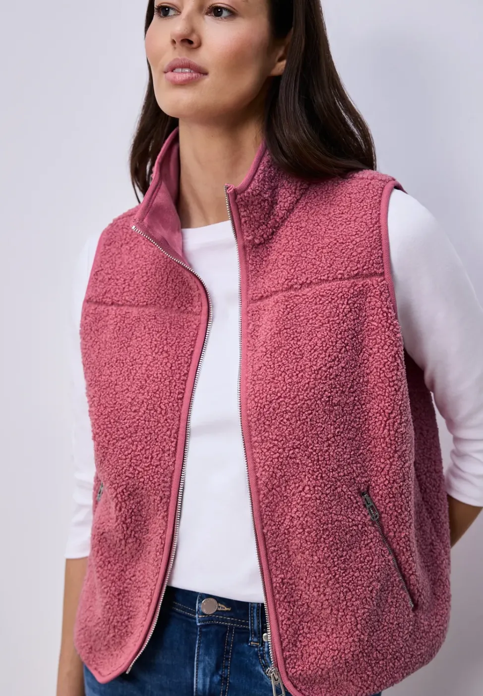 Weste aus Teddy-Material mit Zipper