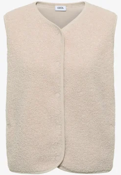 Weste aus Teddy-Material mit Rundhals
