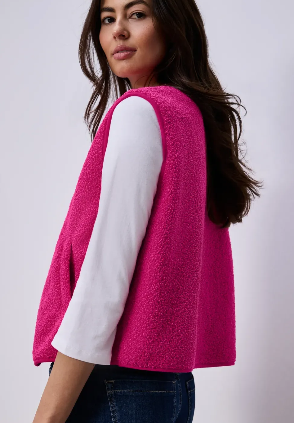 Weste mit V-Neck aus Teddy-Material