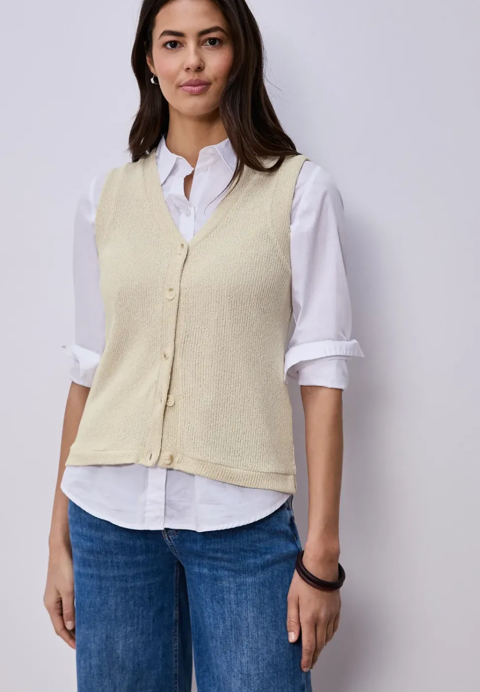 Weste mit V-Neck im Strick-Look
