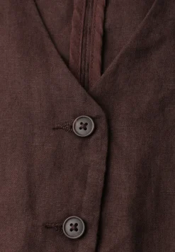 Weste mit V-Neck und Knöpfen aus Leinen