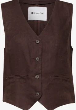 Weste mit V-Neck und Knöpfen aus Leinen