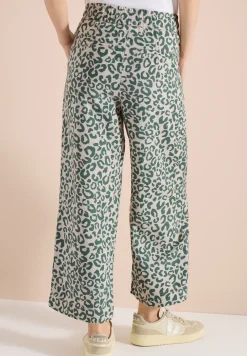 Wide Leg Hose aus Leinenmix im Leoprint