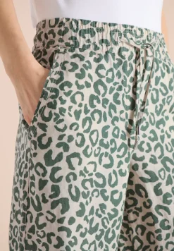 Wide Leg Hose aus Leinenmix im Leoprint