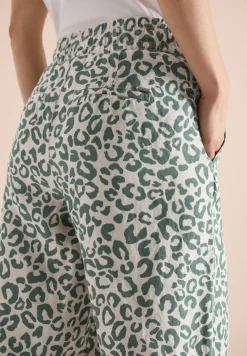 Wide Leg Hose aus Leinenmix im Leoprint