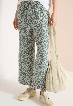 Wide Leg Hose aus Leinenmix im Leoprint