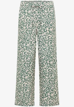 Wide Leg Hose aus Leinenmix im Leoprint