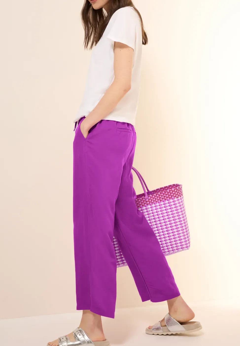 Wide Leg Hose aus Leinenmix