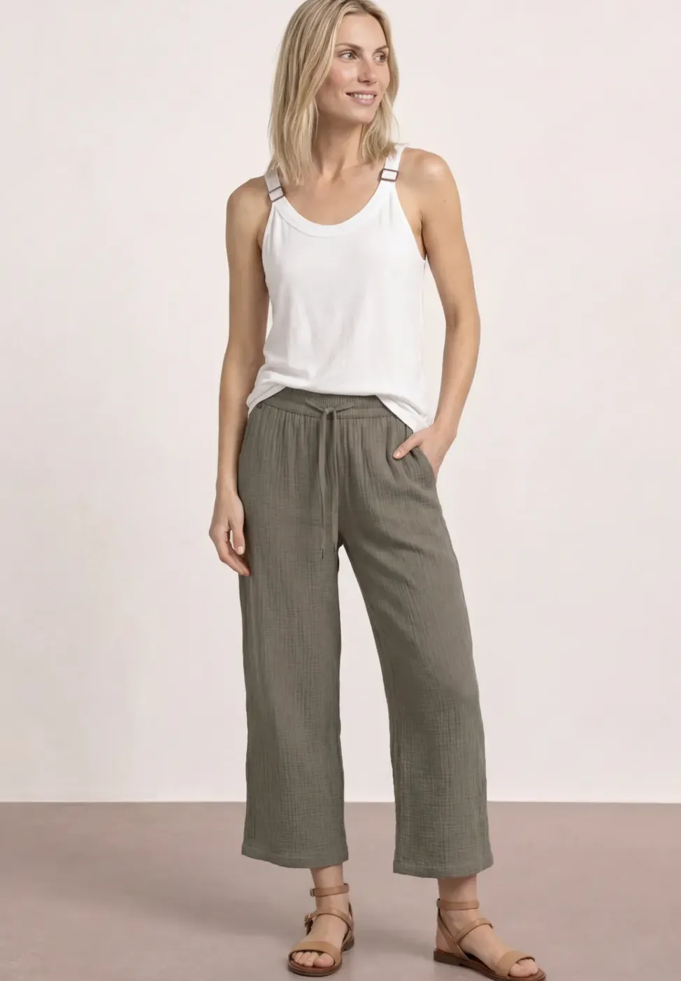 Wide Leg Hose aus Musselin im Loose Fit