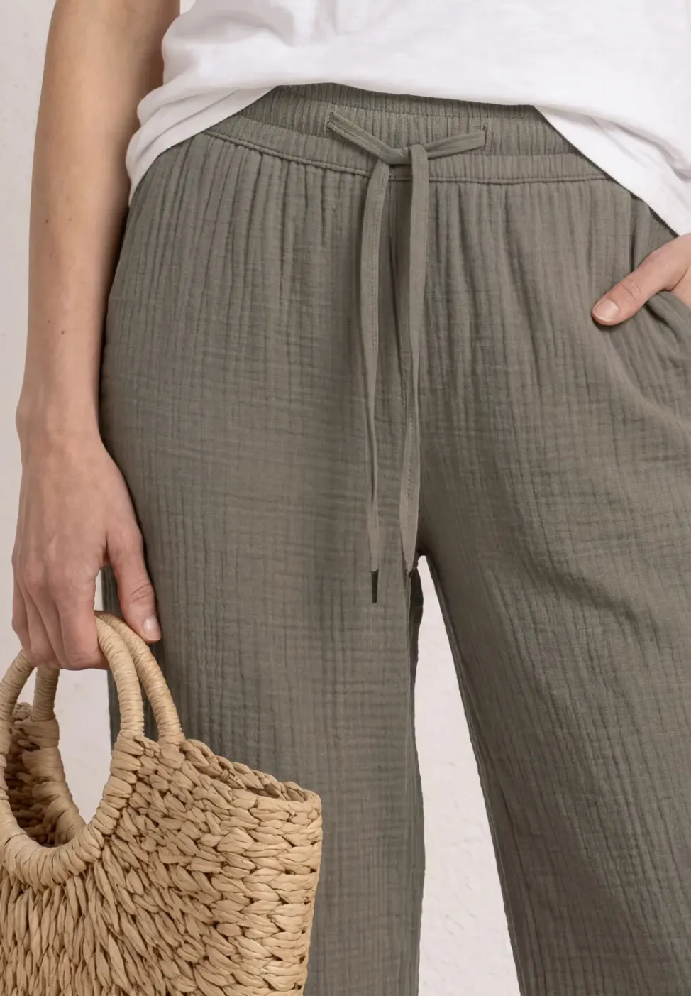 Wide Leg Hose aus Musselin im Loose Fit