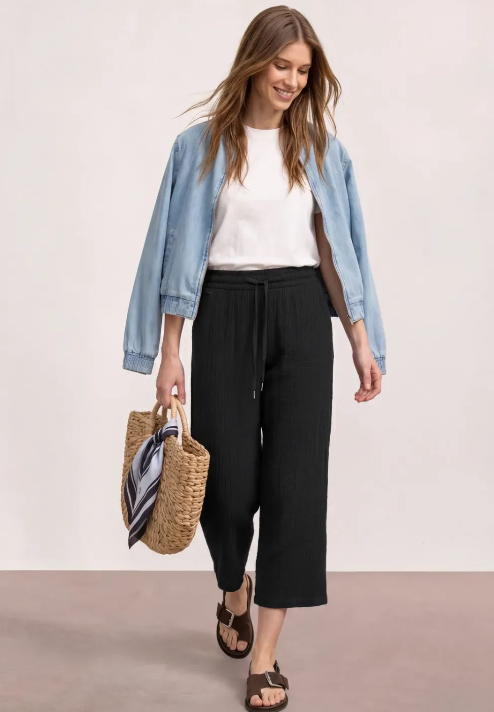 Wide Leg Hose aus Musselin im Loose Fit
