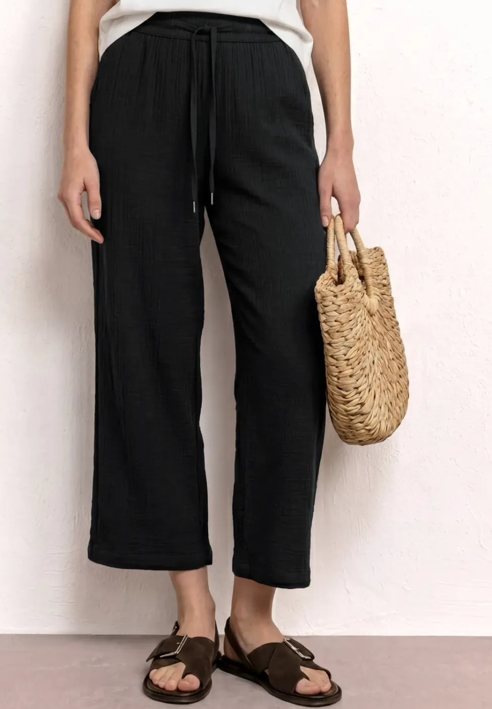 Wide Leg Hose aus Musselin im Loose Fit
