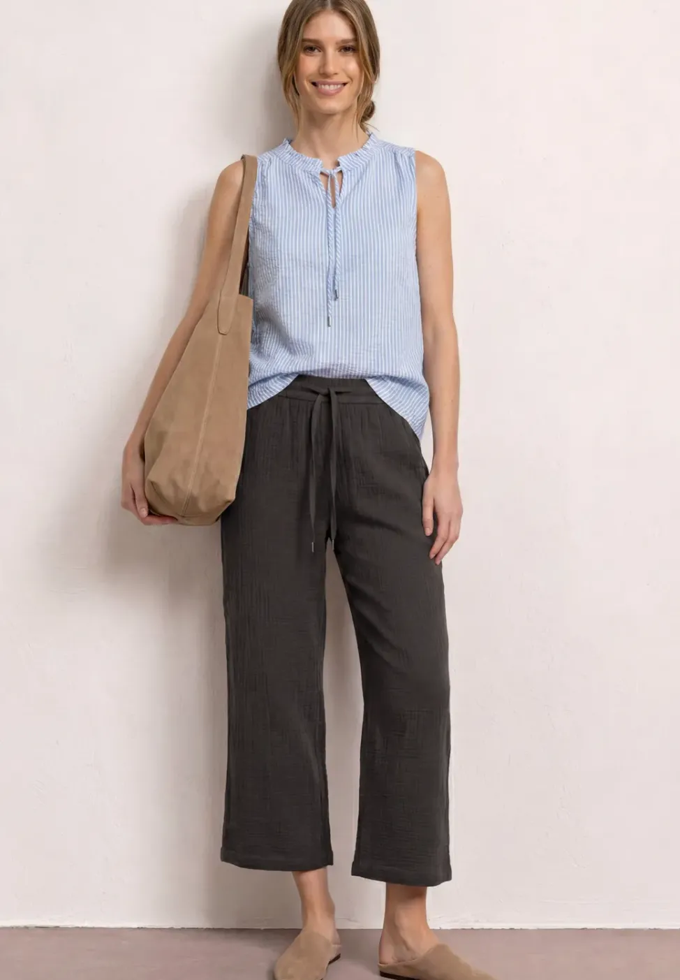 Wide Leg Hose aus Musselin im Loose Fit