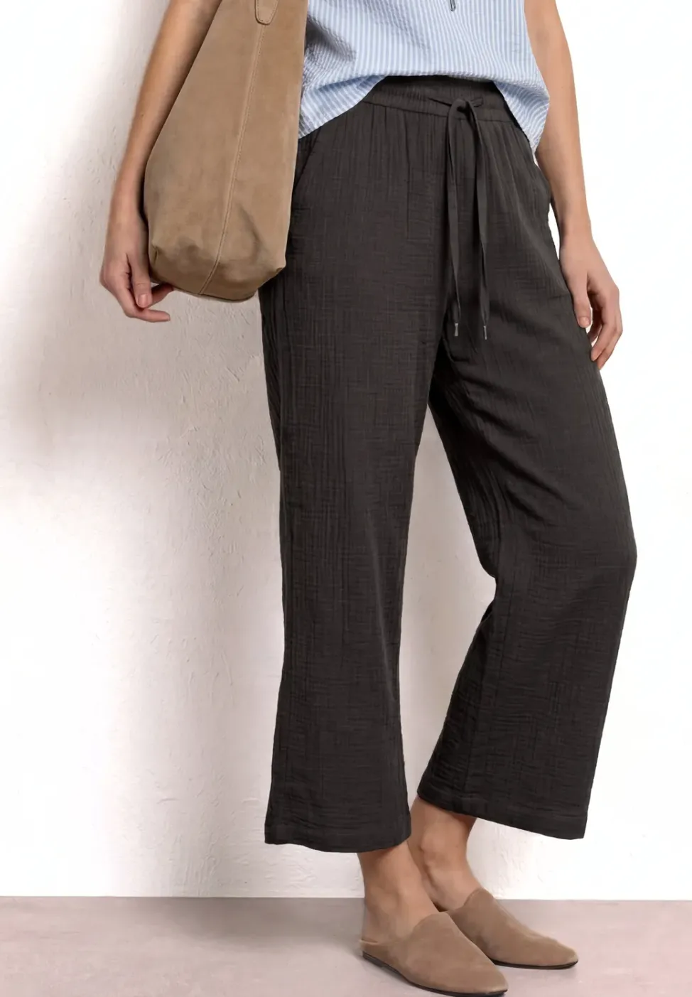 Wide Leg Hose aus Musselin im Loose Fit