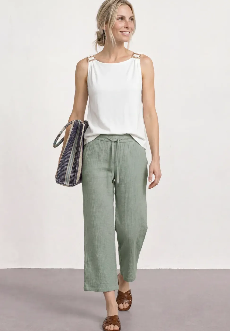 Wide Leg Hose aus Musselin im Loose Fit