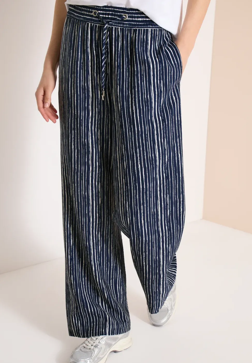 Wide Leg Hose im Loose Fit mit Streifen