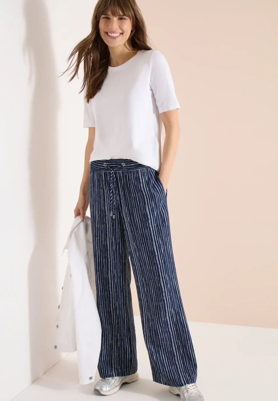 Wide Leg Hose im Loose Fit mit Streifen