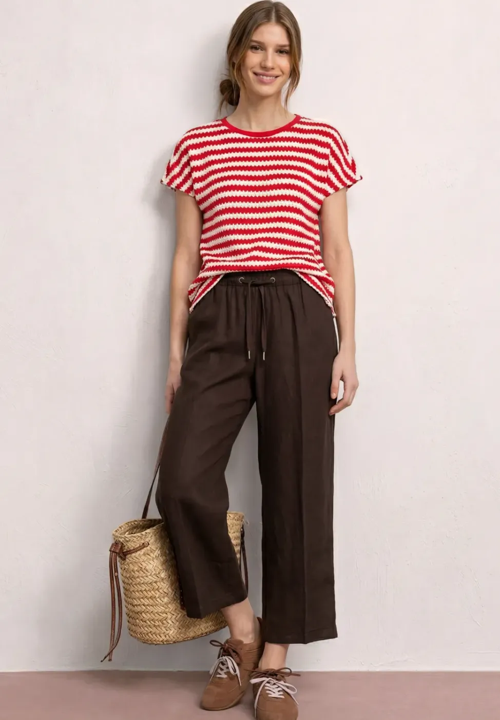 Wide Leg Hose im Loose Fit aus Leinen