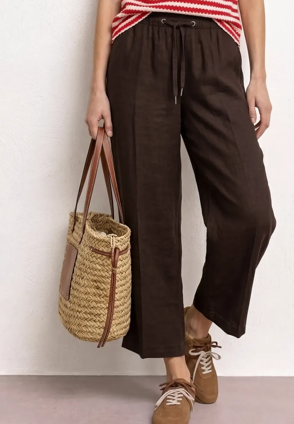 Wide Leg Hose im Loose Fit aus Leinen