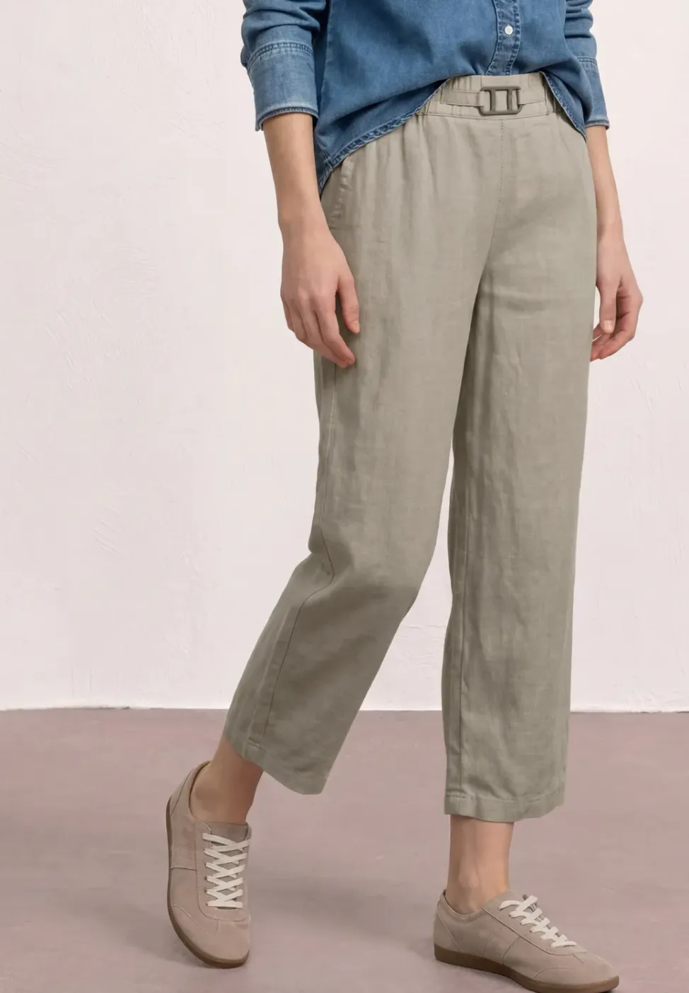 Wide Leg Hose im Loose Fit aus Leinen