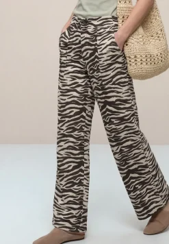 Wide Leg Hose im Loose Fit mit Animal Print