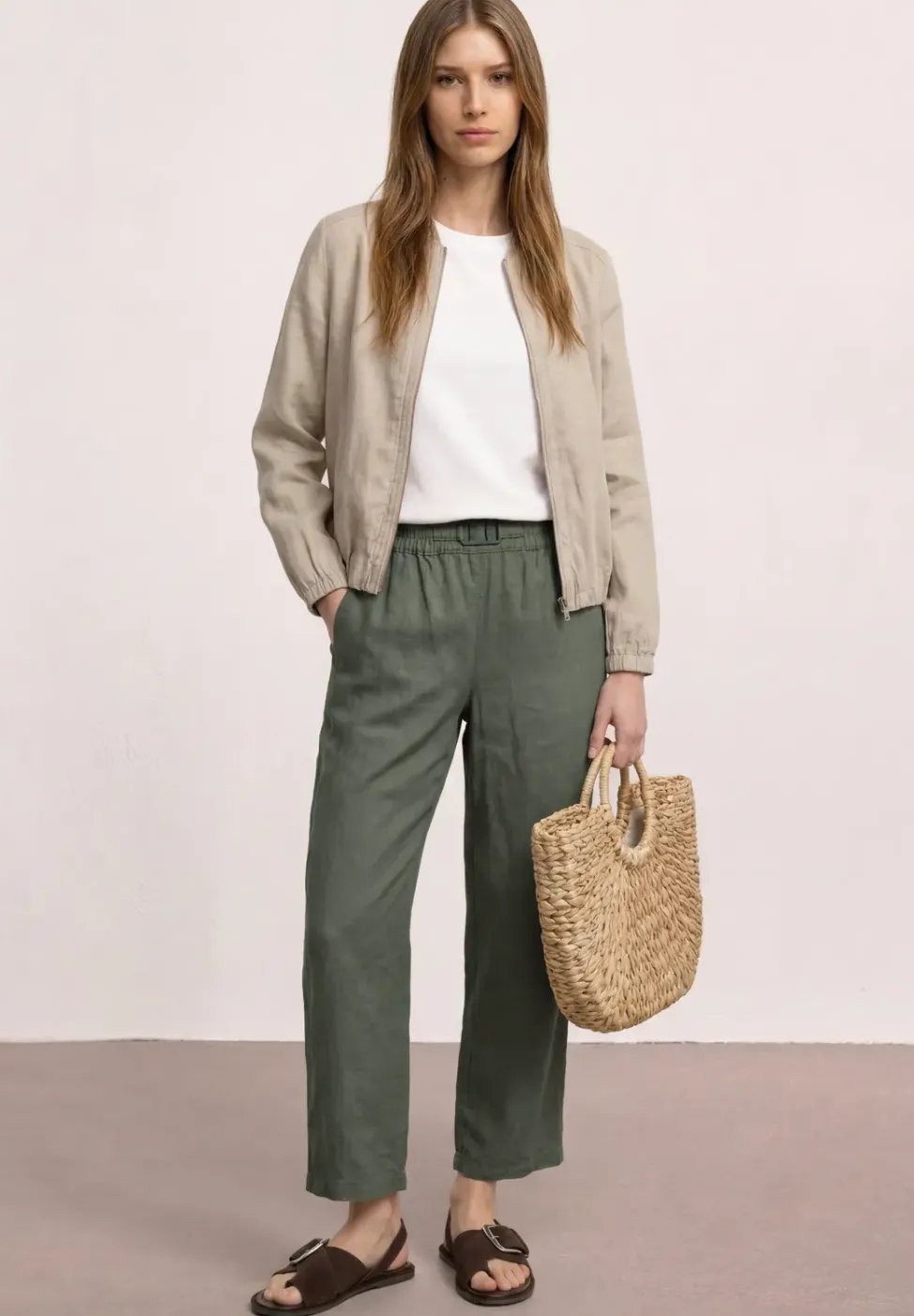 Wide Leg Hose im Loose Fit aus Leinen