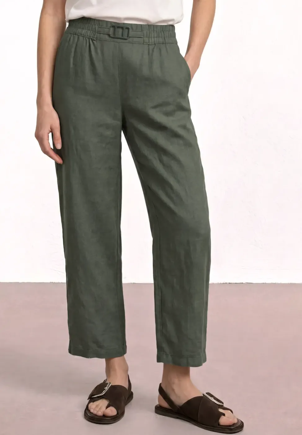 Wide Leg Hose im Loose Fit aus Leinen