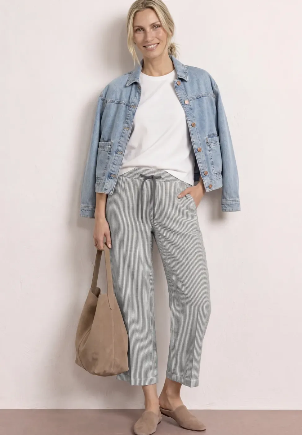 Wide Leg Hose im Loose Fit aus Leinen