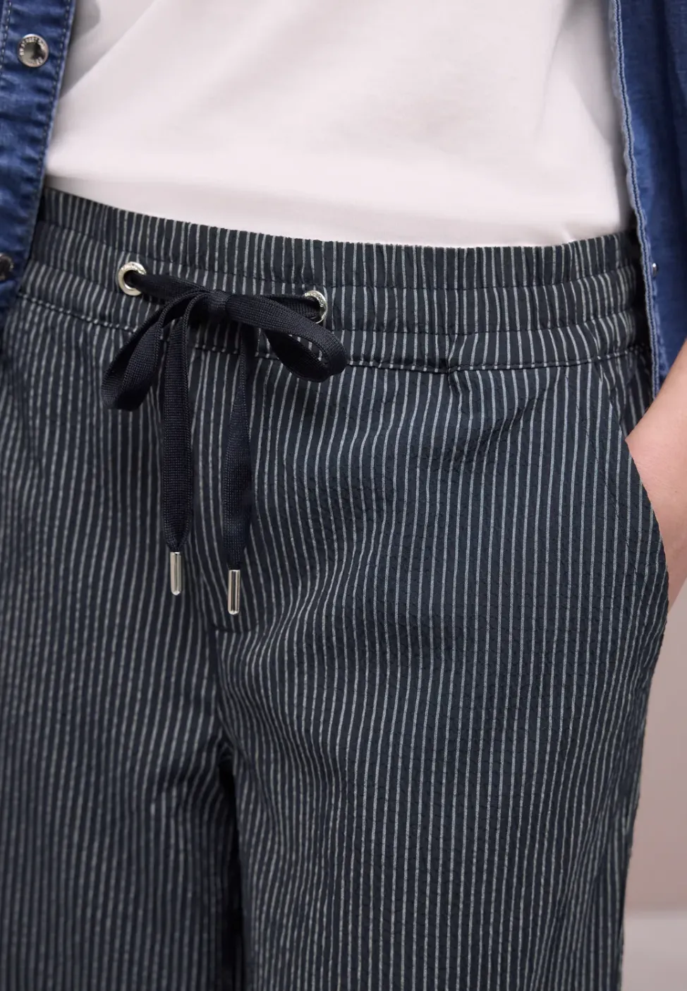 Wide Leg Hose im Loose Fit mit Streifen