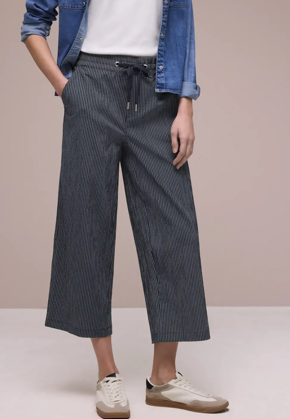 Wide Leg Hose im Loose Fit mit Streifen