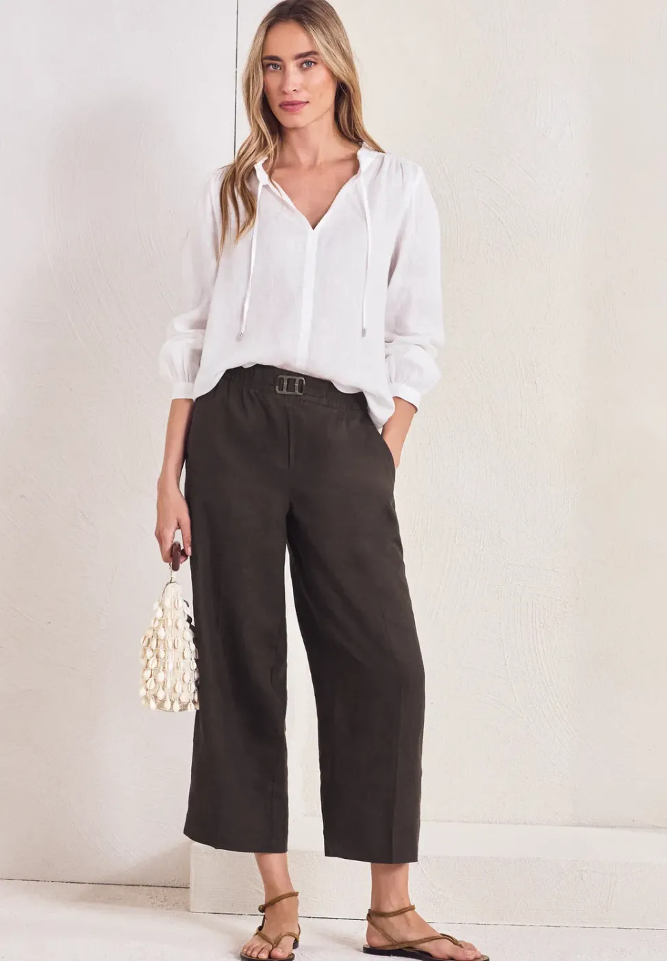 Wide Leg Hose im Loose Fit aus Leinen