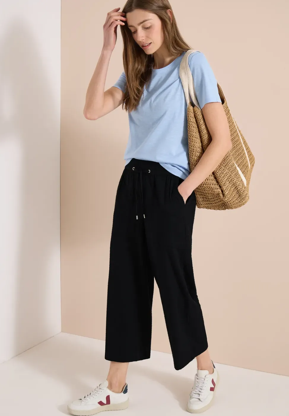 Wide Leg Hose in Seersucker Qualität