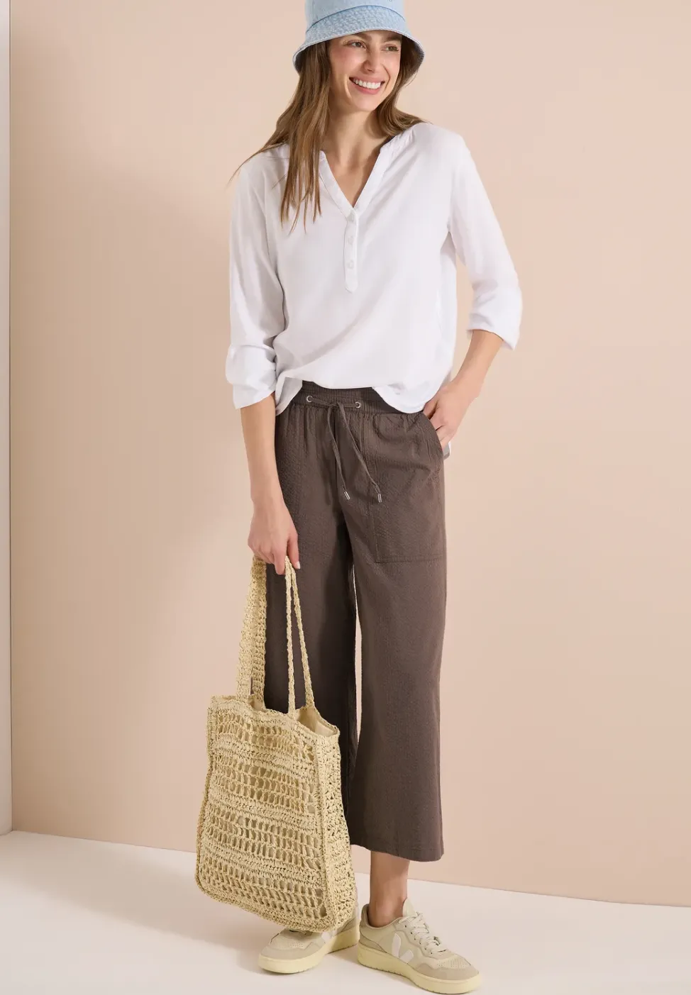 Wide Leg Hose in Seersucker Qualität