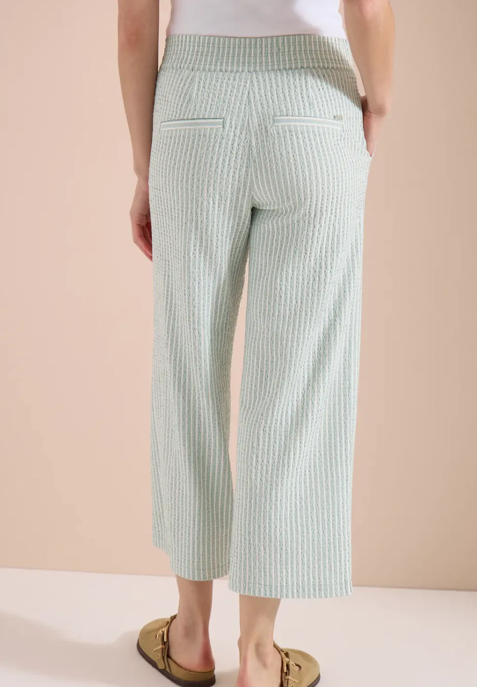 Wide Leg Hose in Seersucker-Qualität