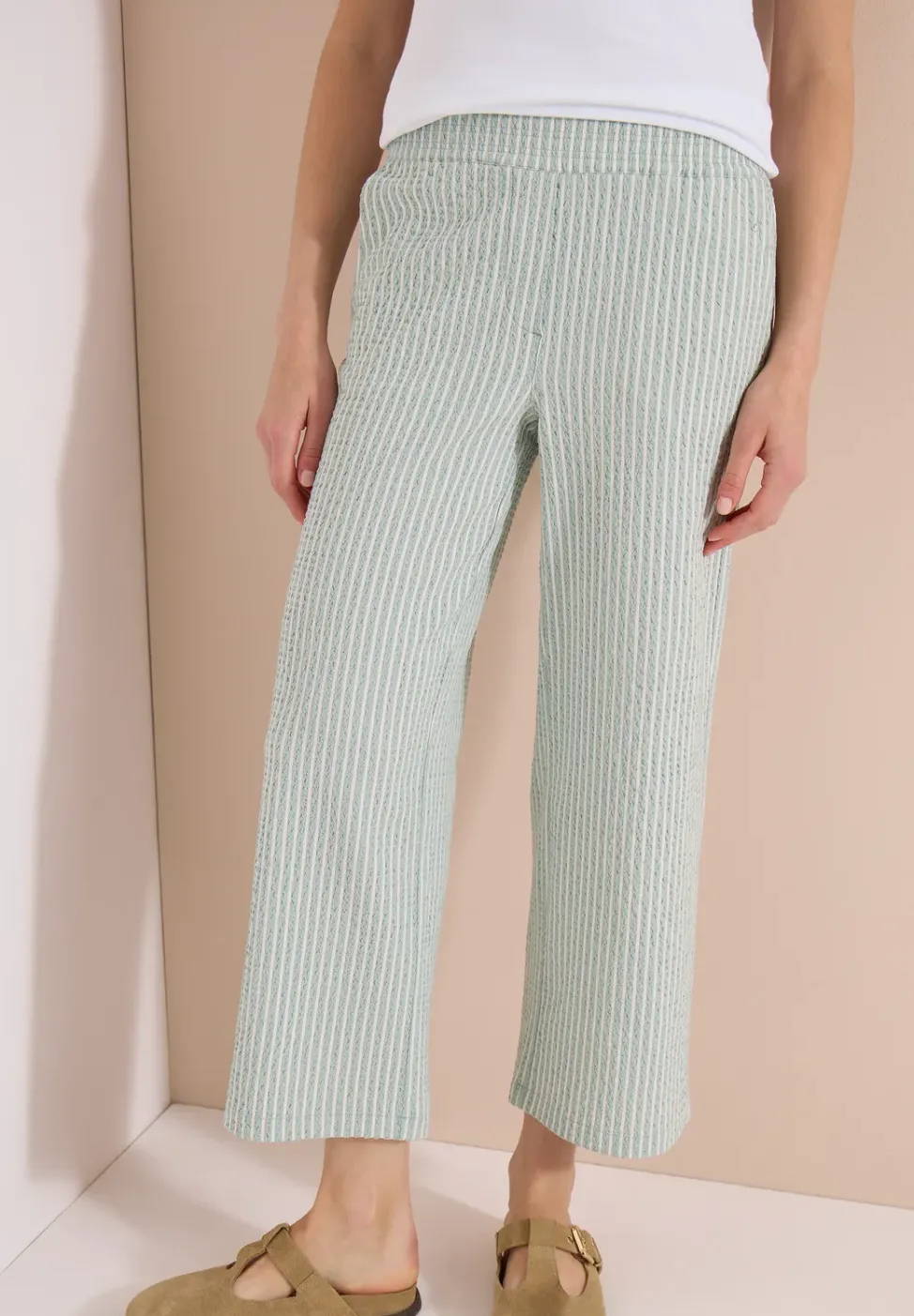 Wide Leg Hose in Seersucker-Qualität