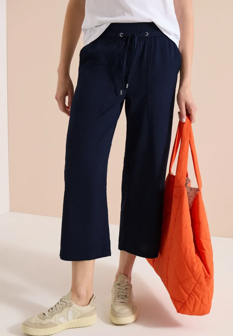 Wide Leg Hose in Seersucker Qualität