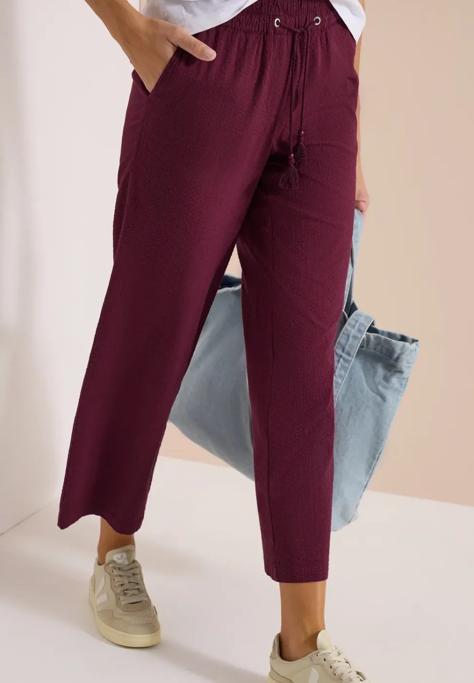 Wide Leg Hose in Seersuckerqualität