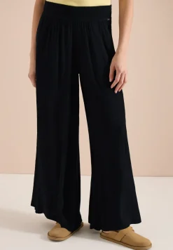 Wide Leg Hose mit Crepe Struktur