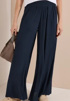 Wide Leg Hose mit Crepe Struktur
