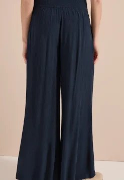 Wide Leg Hose mit Crepe Struktur