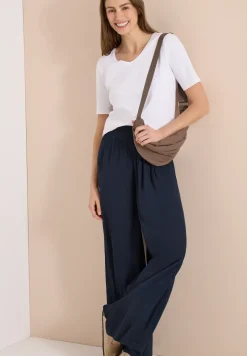 Wide Leg Hose mit Crepe Struktur