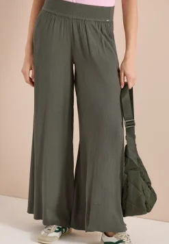 Wide Leg Hose mit Crepe Struktur